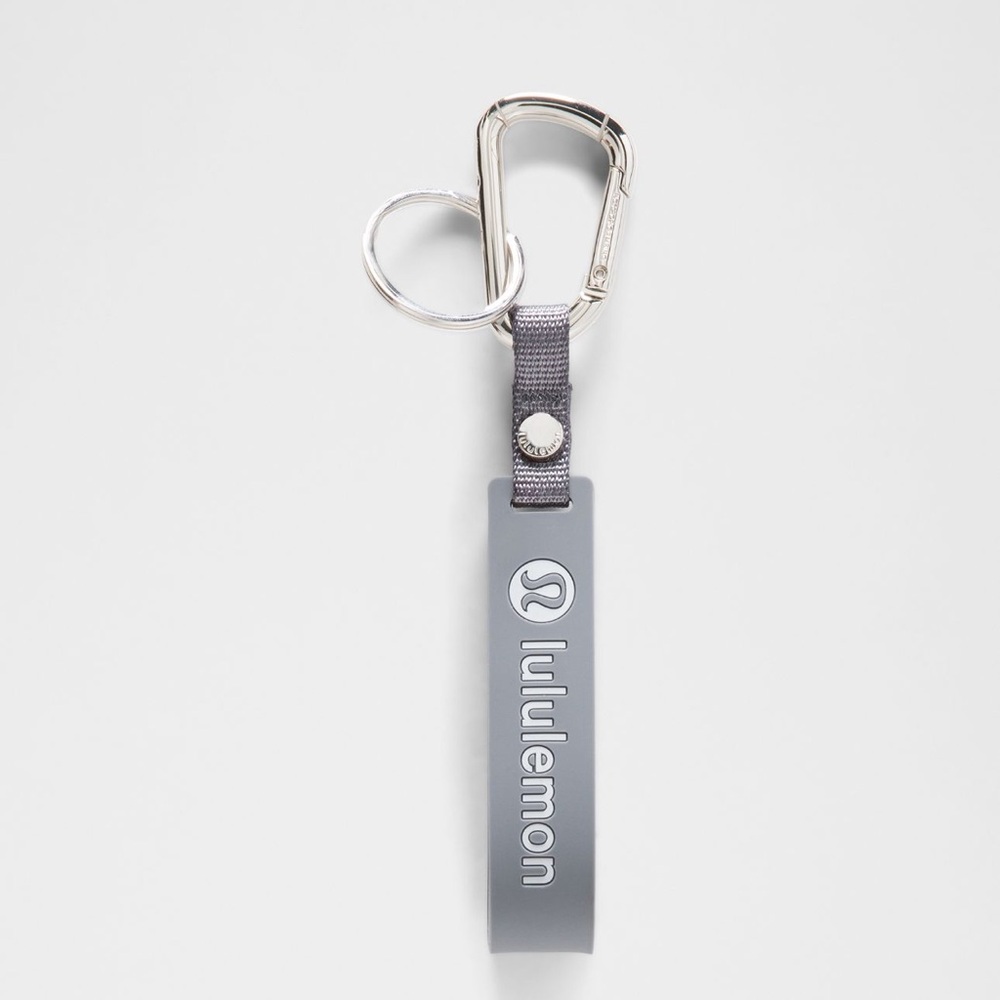 Lululemon Solar Grey/Starch Blue Silicon Keychain with Carabiner, NWT